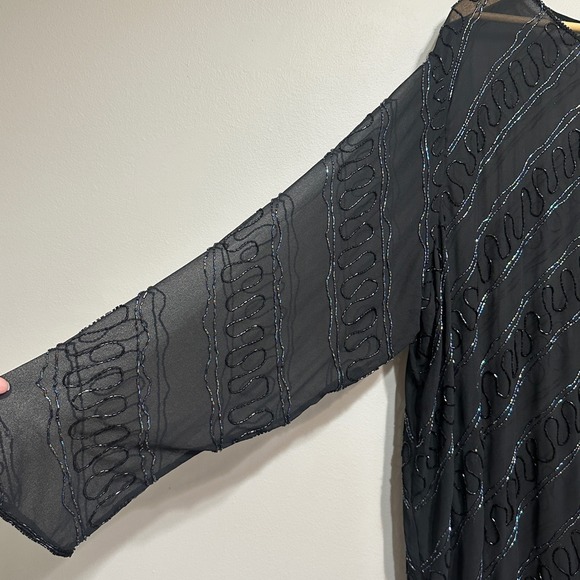 Vintage Sheer Beaded Open Jacket Blouse Womens 3X Plus Size Cocktail Party Chic - Picture 4 of 12